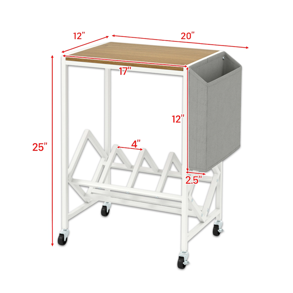 Hivvago Moveable 2-Layer Turntable Stand with Record Storage and Fabric Organizer Bag