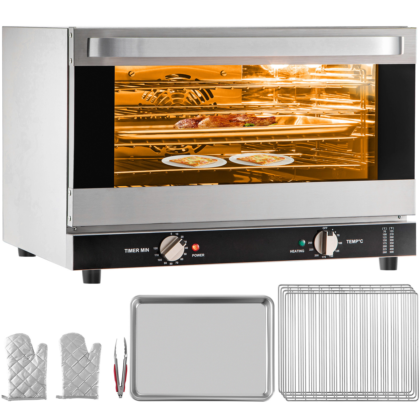 HONGGE Commercial Convection Oven / Conventional Countertop Toaster Glass Door Electric Baking with Wire