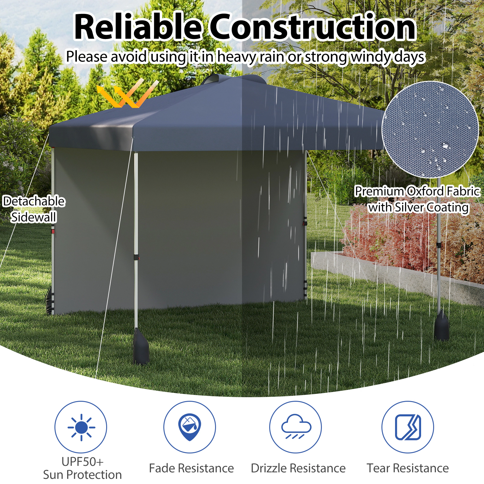 LJG 10 x FT Pop up Canopy Tent with 1 Sidewall and Wheeled Bag