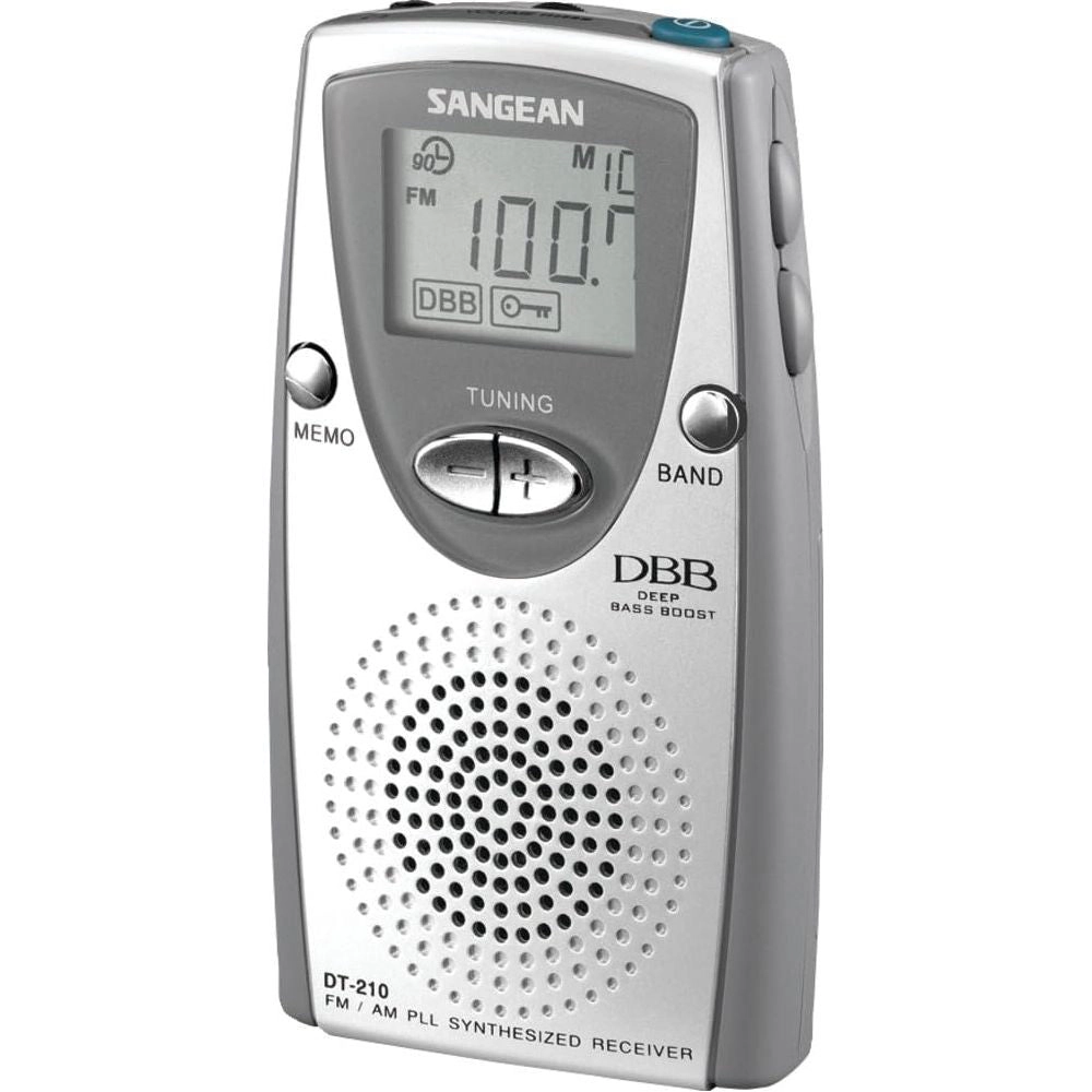 SANGEAN DT-210 Pocket AM/FM Radio - PLL Synthesized Tuning, 25 Presets, Dynamic Bass Boost