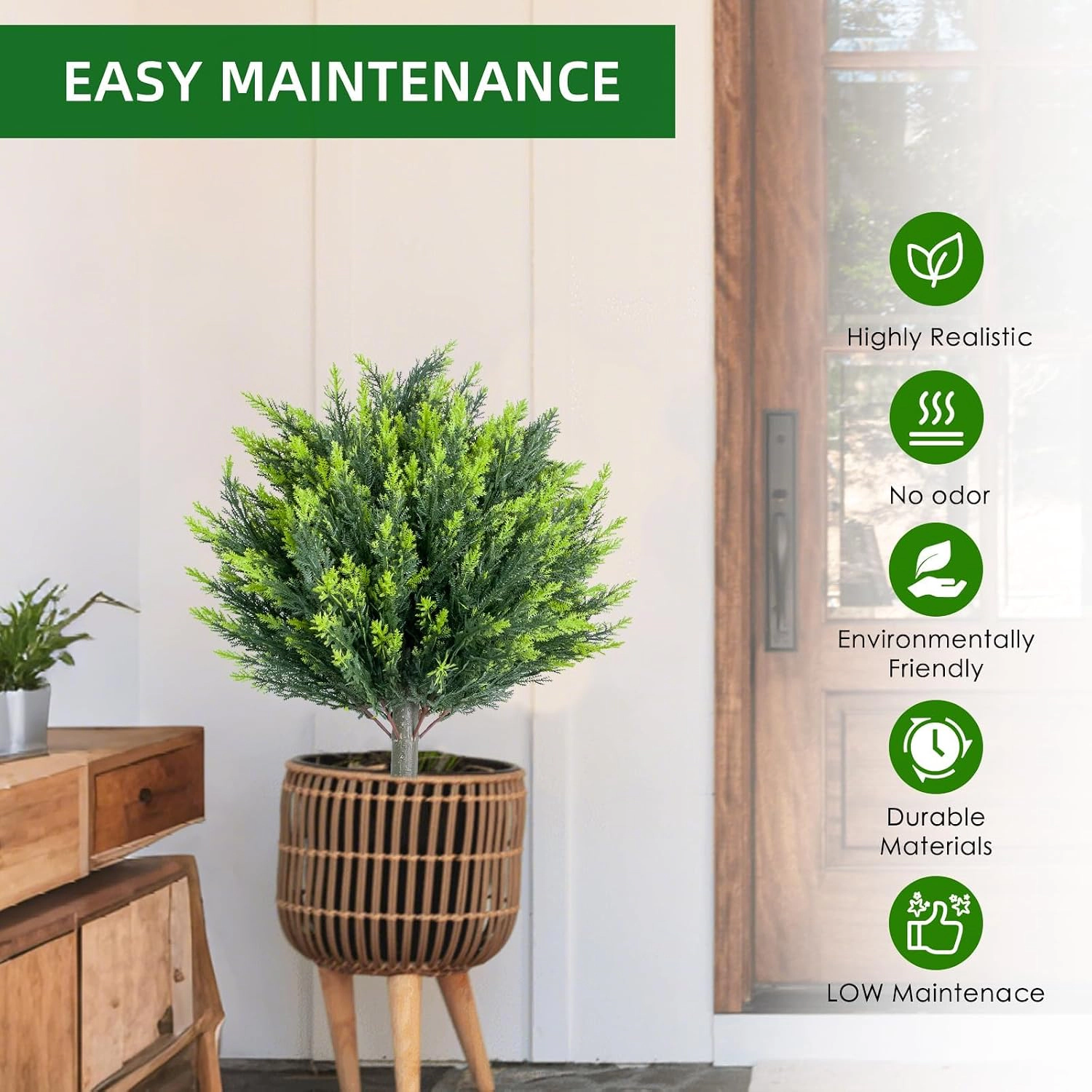 Artificial Topiary Ball Trees, Set of 4, Green, 25.6 x 17.7 in