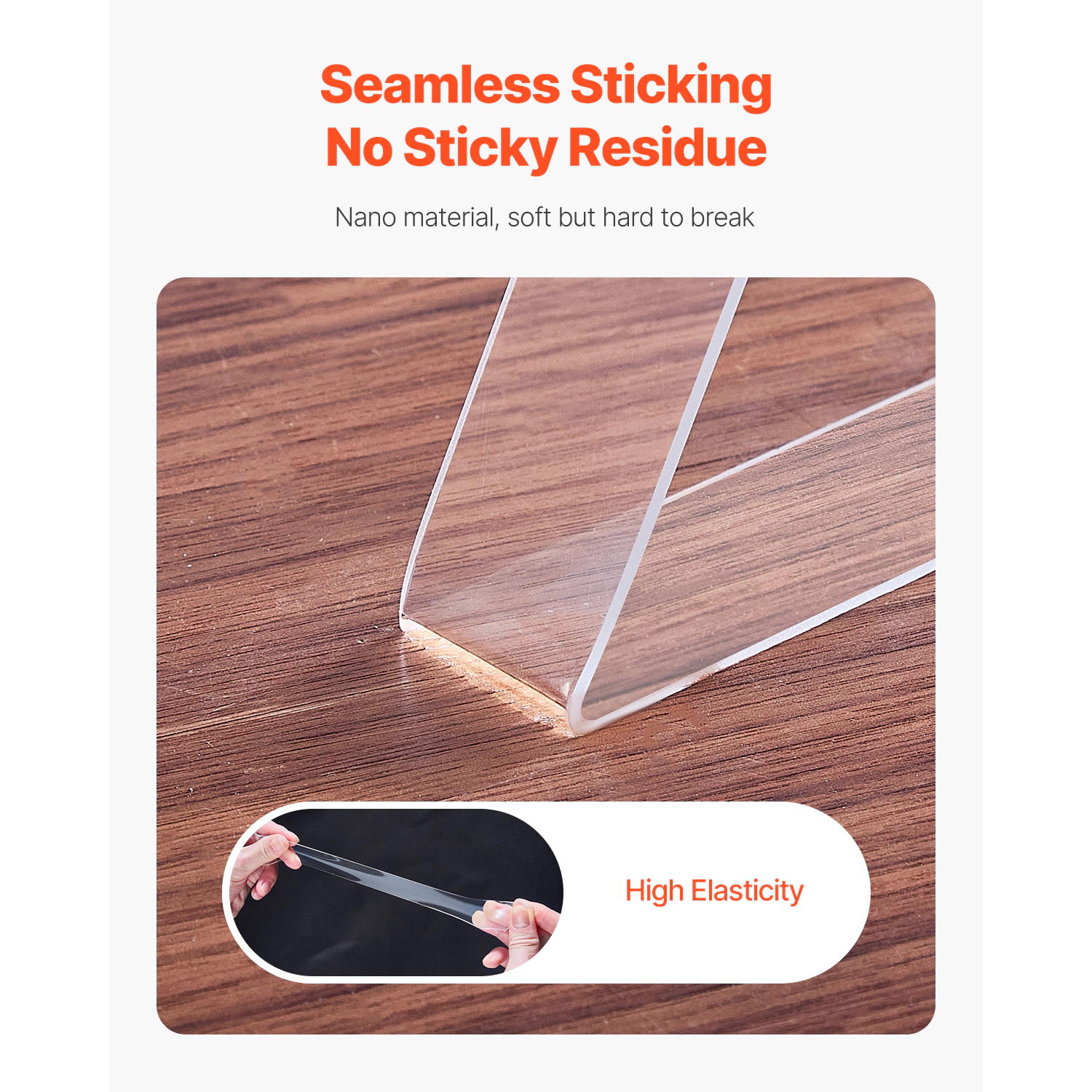 HONGGE Double Sided Tape Heavy Duty Nano Mounting Tape Strong Adhesive & Reusable Clear Two Sided Wall Tape Removable