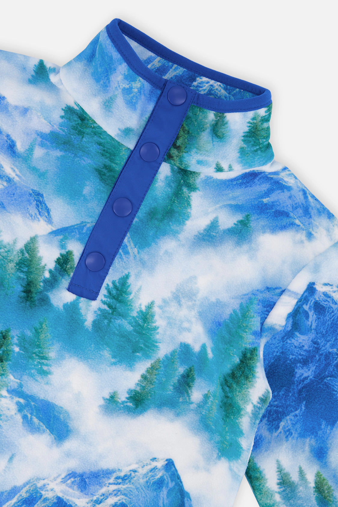 Deux par Boys Mountain Print Mid-Season Plush Pop-Over Polar Jacket
