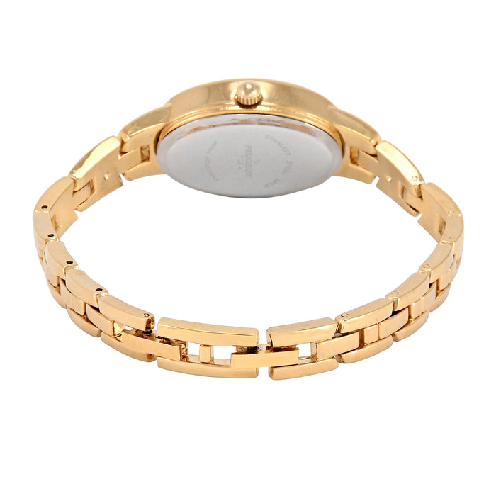 Peugeot Women's 14K Gold-Plated 30x25mm Oval Dial Link Bracelet Watch