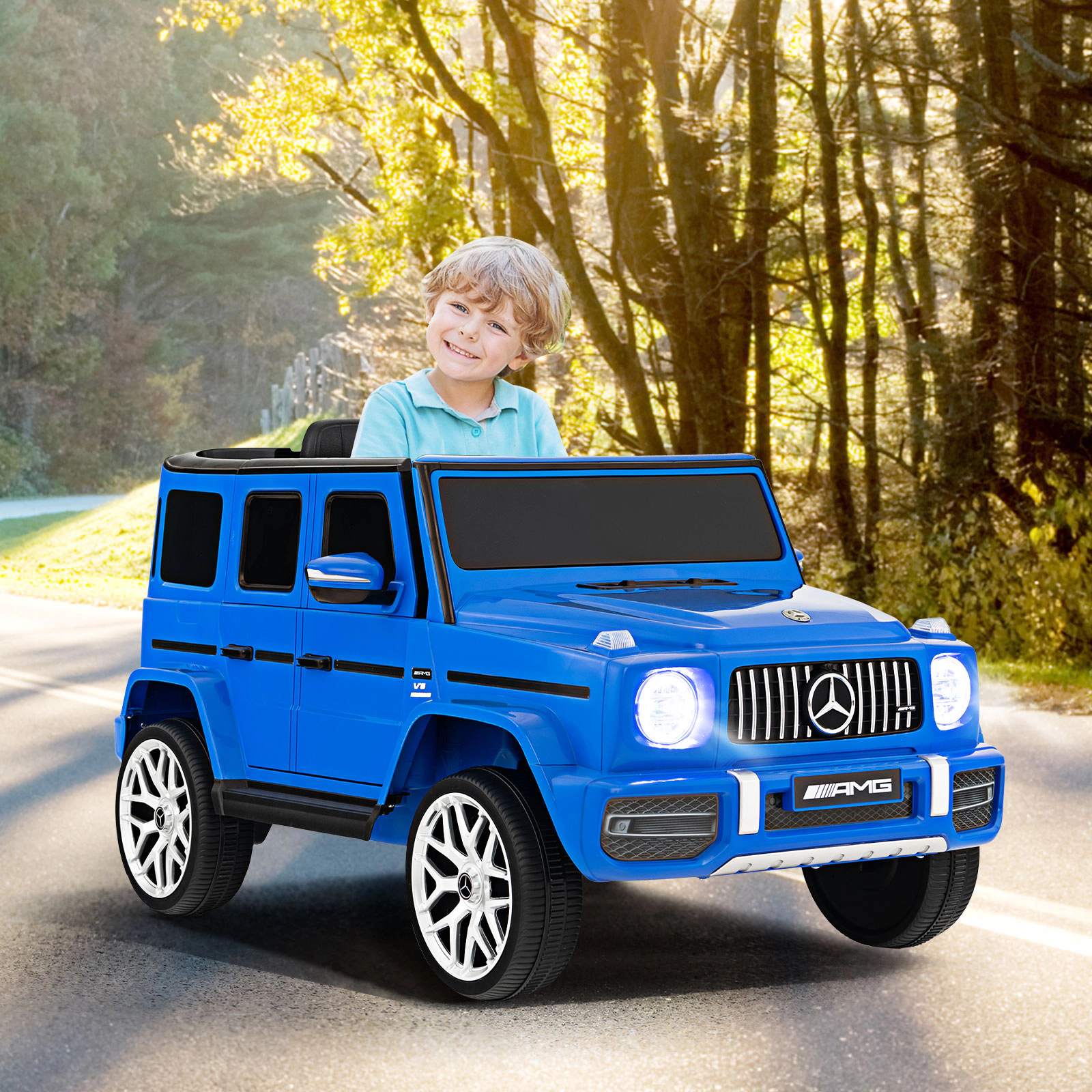 SUGIFT Kids Navy 12V SUV Ride On Car with Remote and Detachable Bumper 41.5-in W 21.5-in H 66-lb Seat Capacity