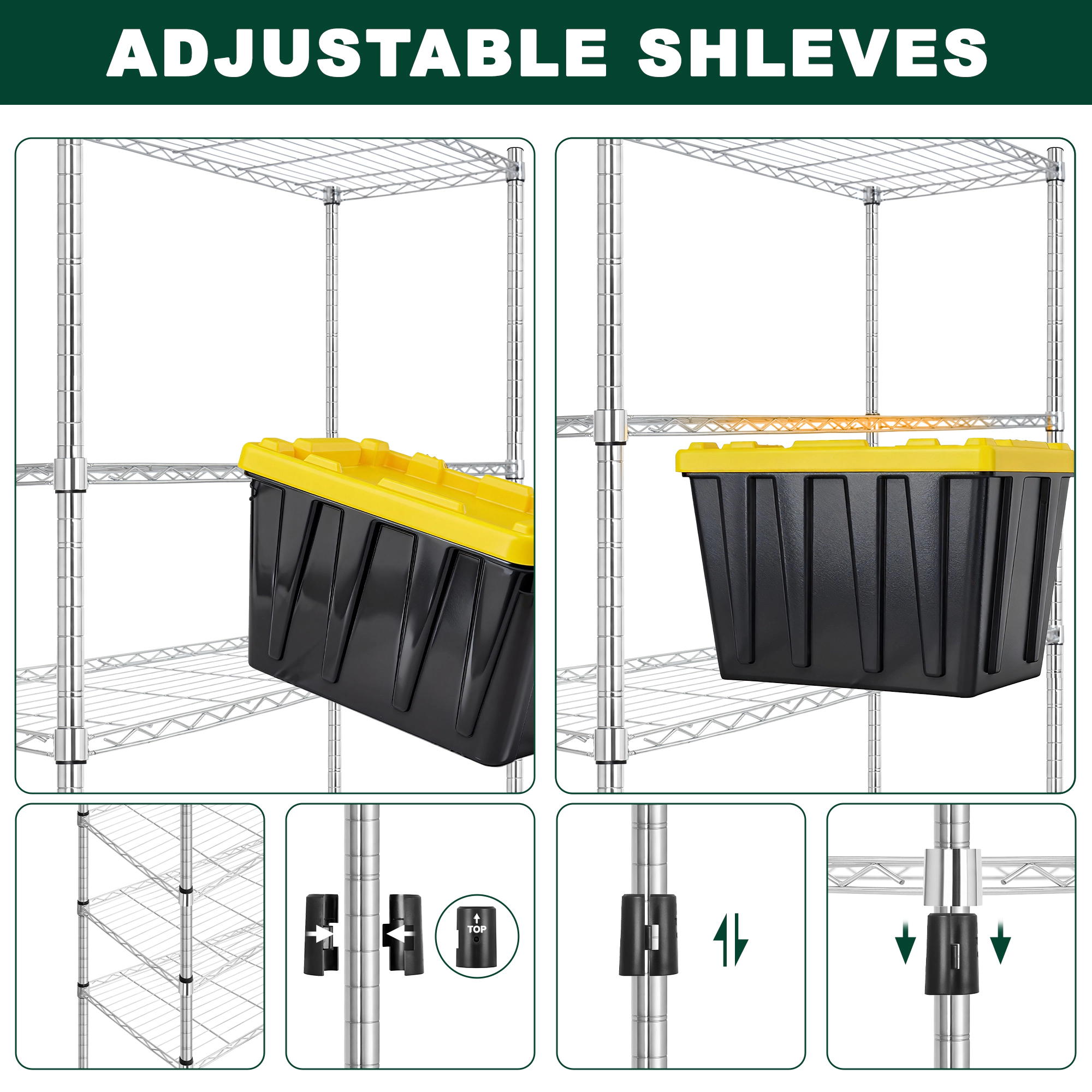 Flynama 5-Shelf Garage Pantry Shelving on Wheels, Heavy Duty Steel, Chrome (47"W x 76"H x 18"D)