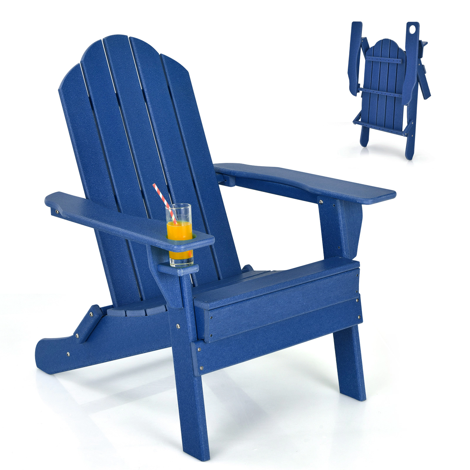 Hivvago Foldable Weather Resistant Patio Chair with Built-in Cup Holder