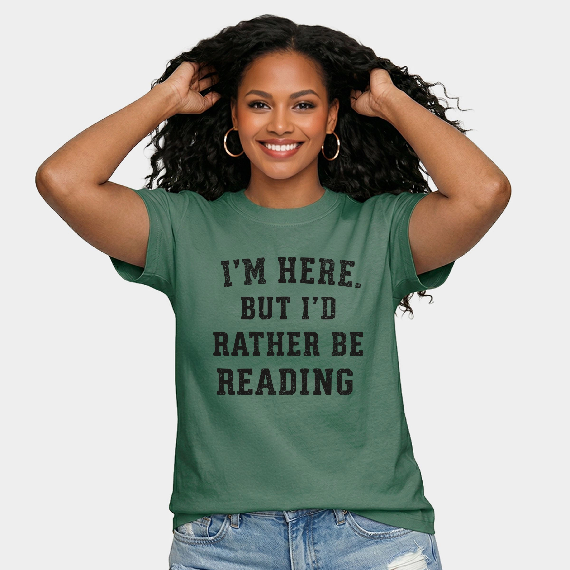Simply Sage Market - Women's Relaxed Boxy Tee I'm Here. But I'd Rather Be Reading