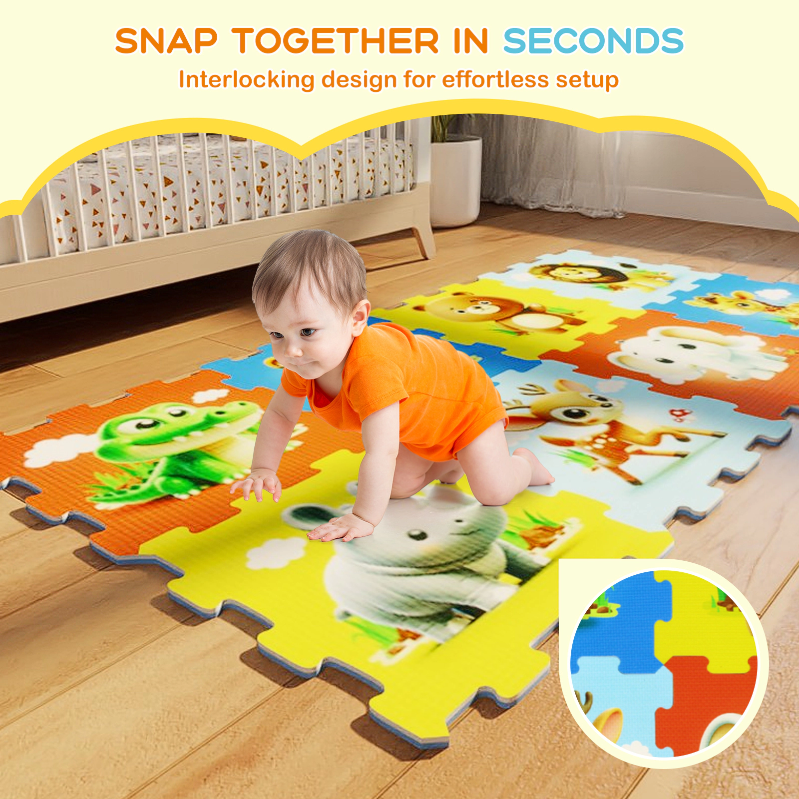 SUGIFT Educational Animal Interlocking Baby Play Mat 10 Months+ Colorful