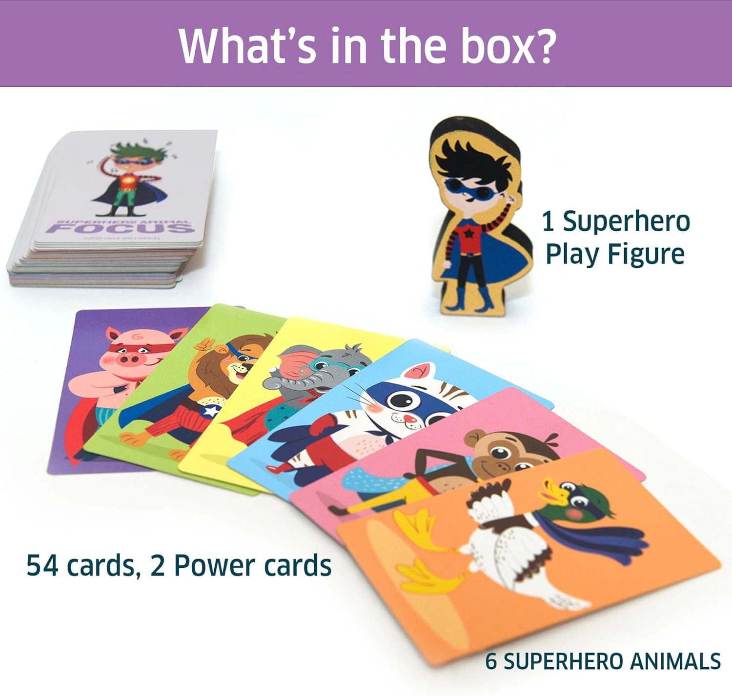 Chalk & Chuckles Superhero Animal Focus Card Game - 2-5 Players