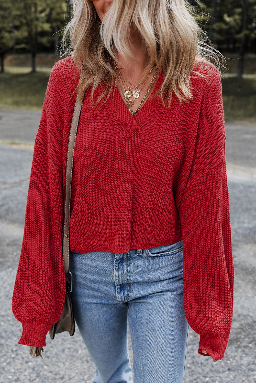 Threaded Pear Women's Evelyn Knit Drop Shoulder Sweater