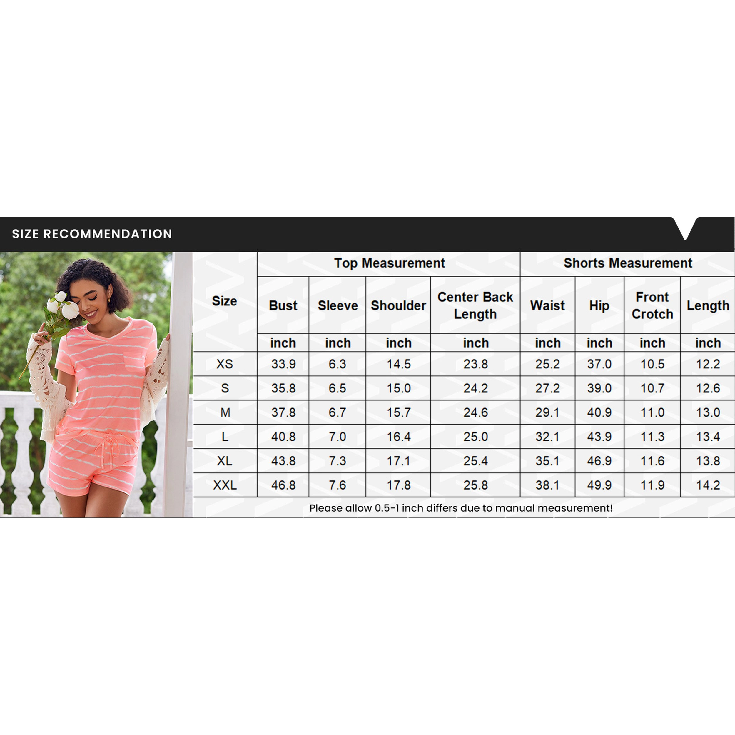 Ekouaer Womens Pajama Sets Short Sleeve Pajamas for Women Soft Lounge Casual V Neck