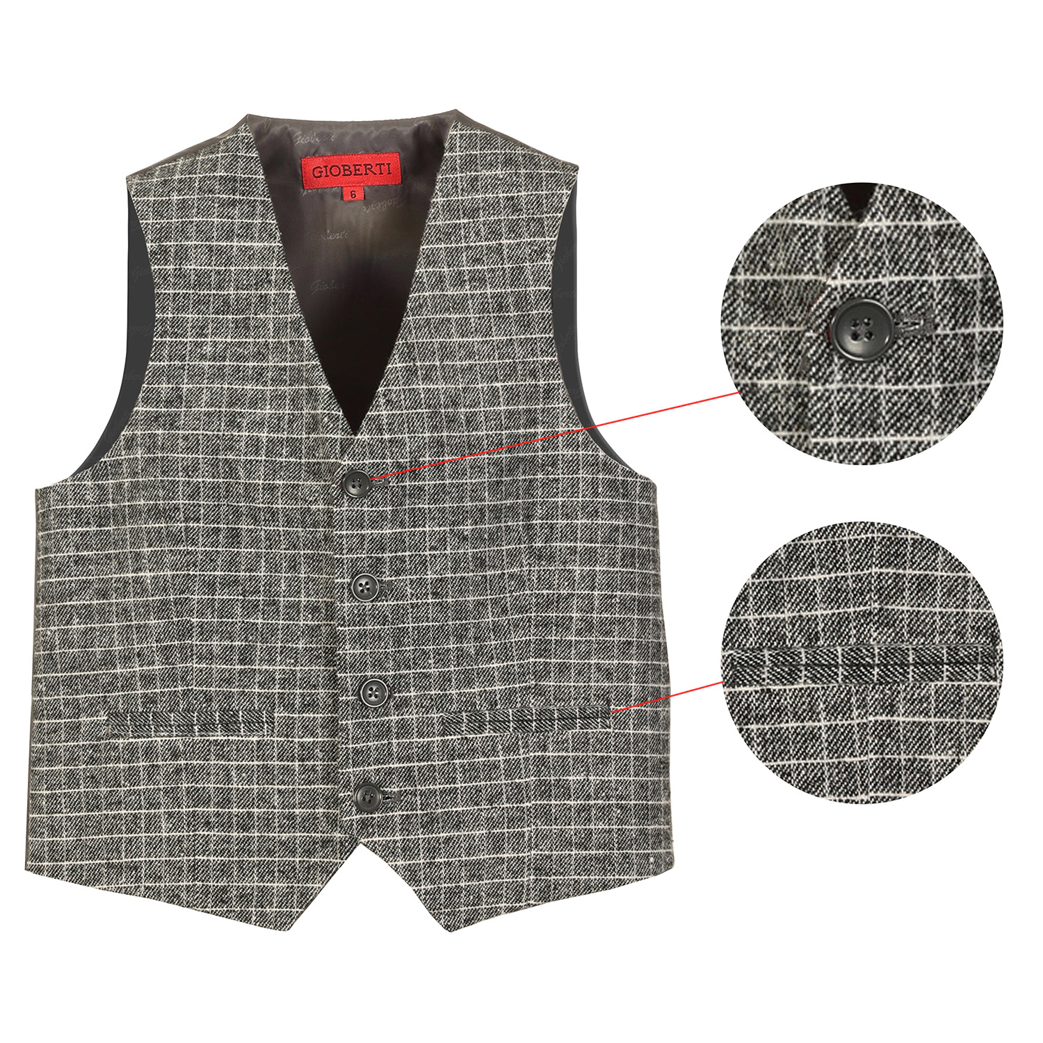 Gioberti Boy's Tweed Plaid Formal Suit Vest
