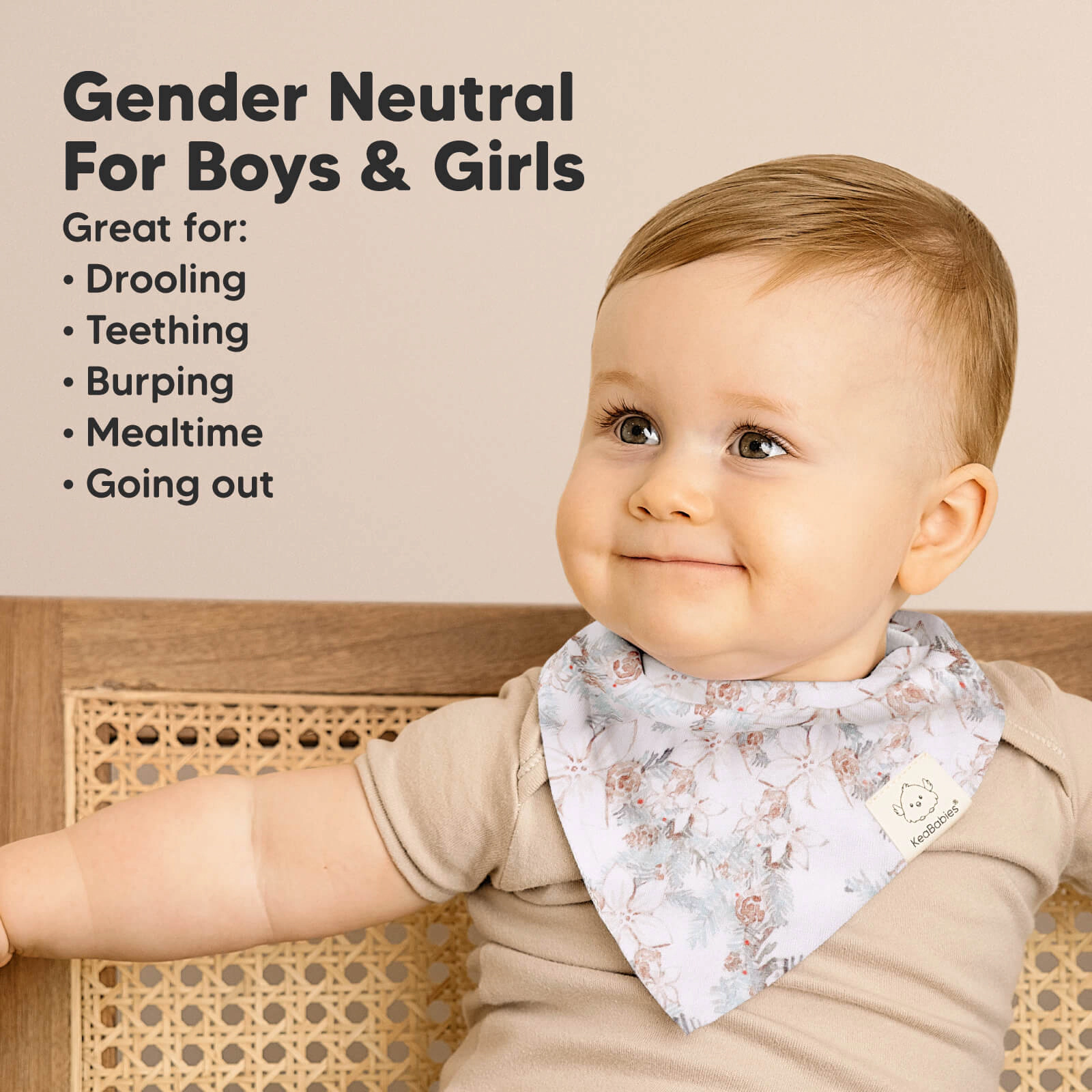 KeaBabies 8-Pack Organic Bandana Bibs for Baby Girls, Boys