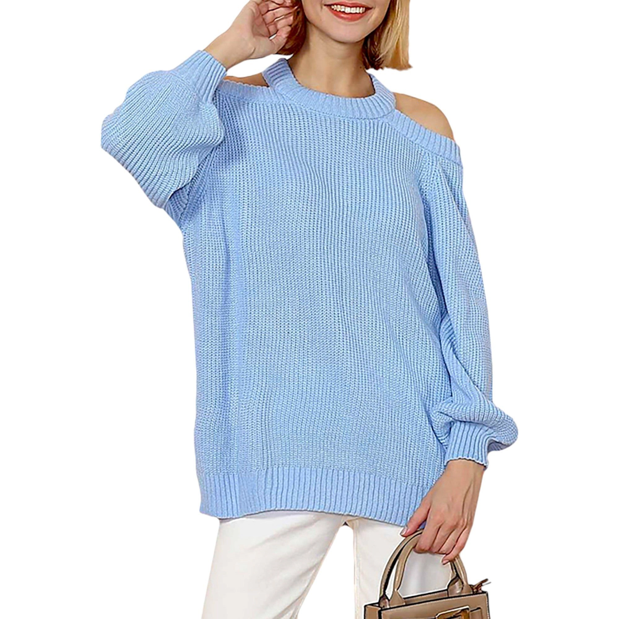 Anna-Kaci Women's Halter Neck Knitted Semi Backless Pullover for Everyday Looks