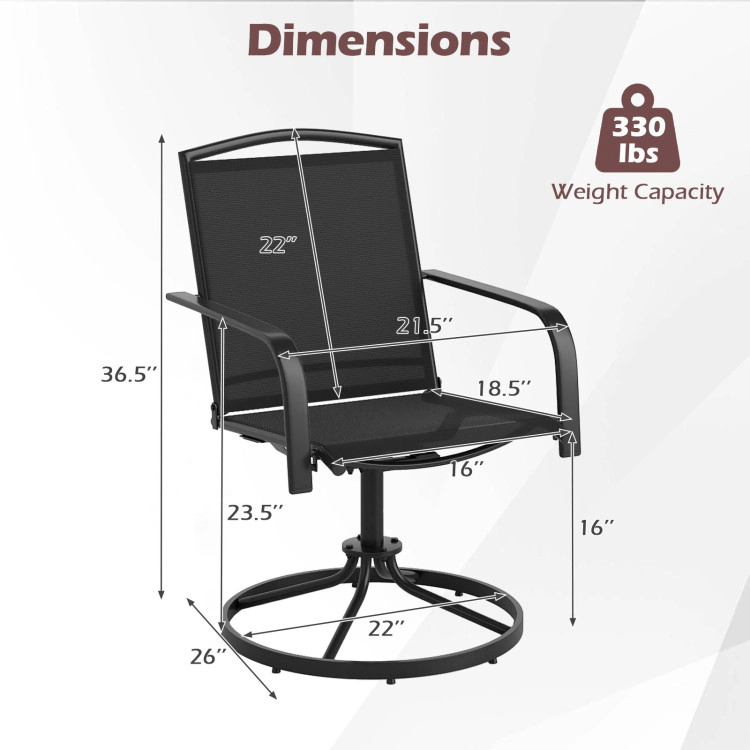 Hivvago Outdoor Swivel Chairs Set Of 2 With High Back And Breathable Seat