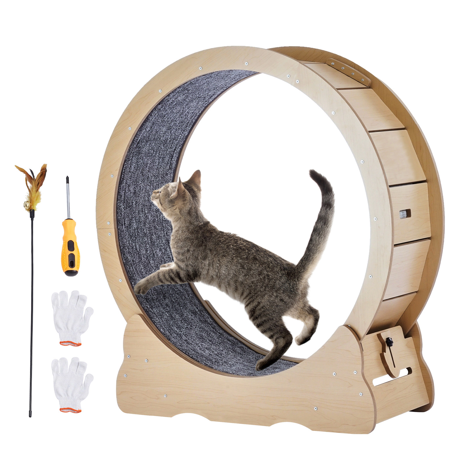 HONGGE Cat Exercise Wheel Large Cat Treadmill Wheel for Indoor Cats Cat Running Wheel with Detachable Carpet and Cat