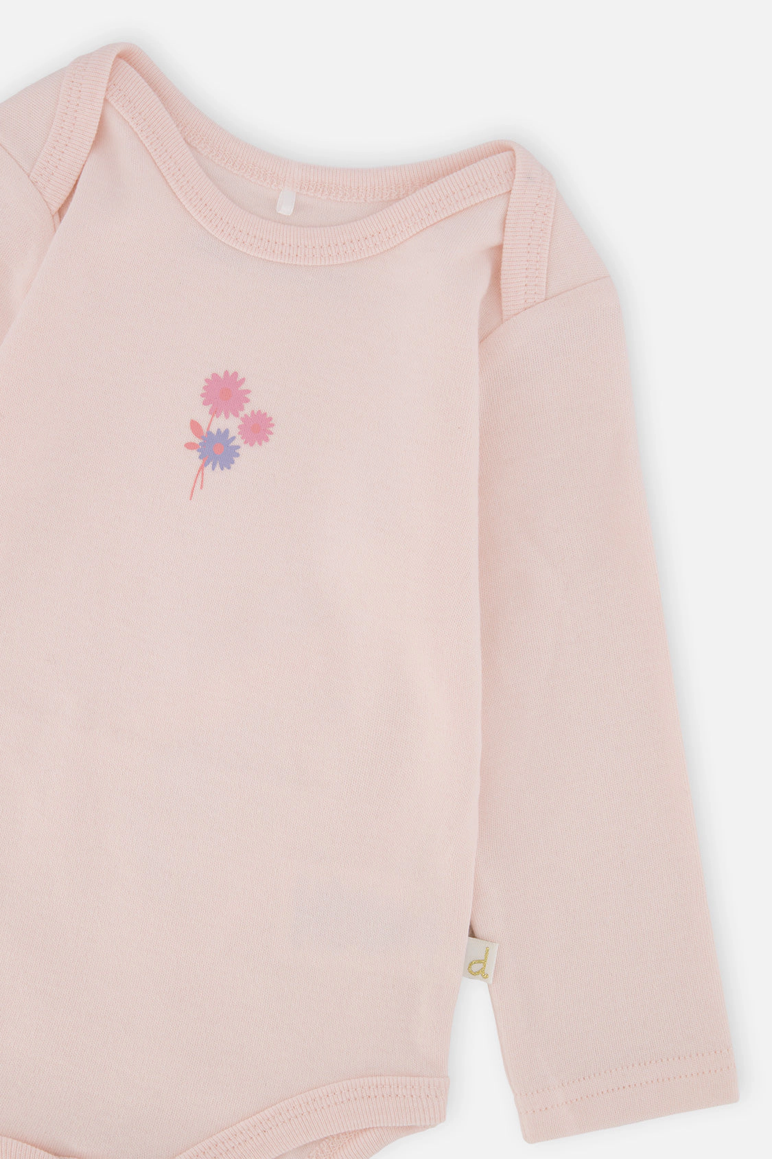 Deux par Girls Organic Cotton Long Sleeve Flower Detail Onesie
