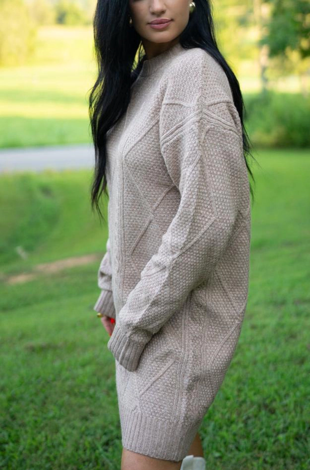 Threaded Pear Women's Aura Cable Knit Sweater Dress