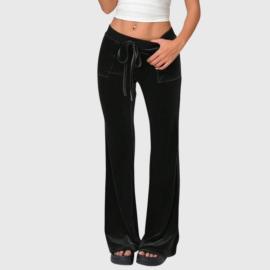 YesFashion Velvet Pants for Women Casual Pull on Elastic High Waist Velour Holiday Outfits
