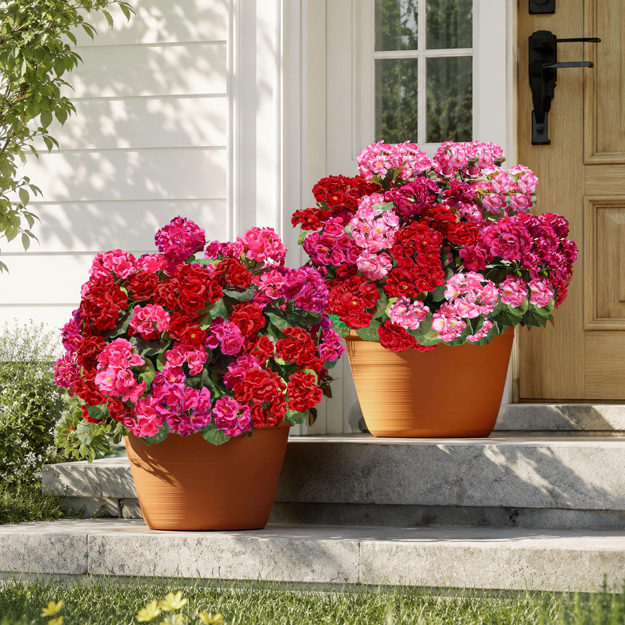 PUPWE Artificial Geranium Flowers Outdoor UV Resistant