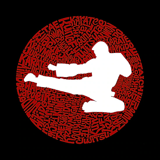 LA Pop Art Women's Dolman Word Art Shirt - Types of Martial Arts