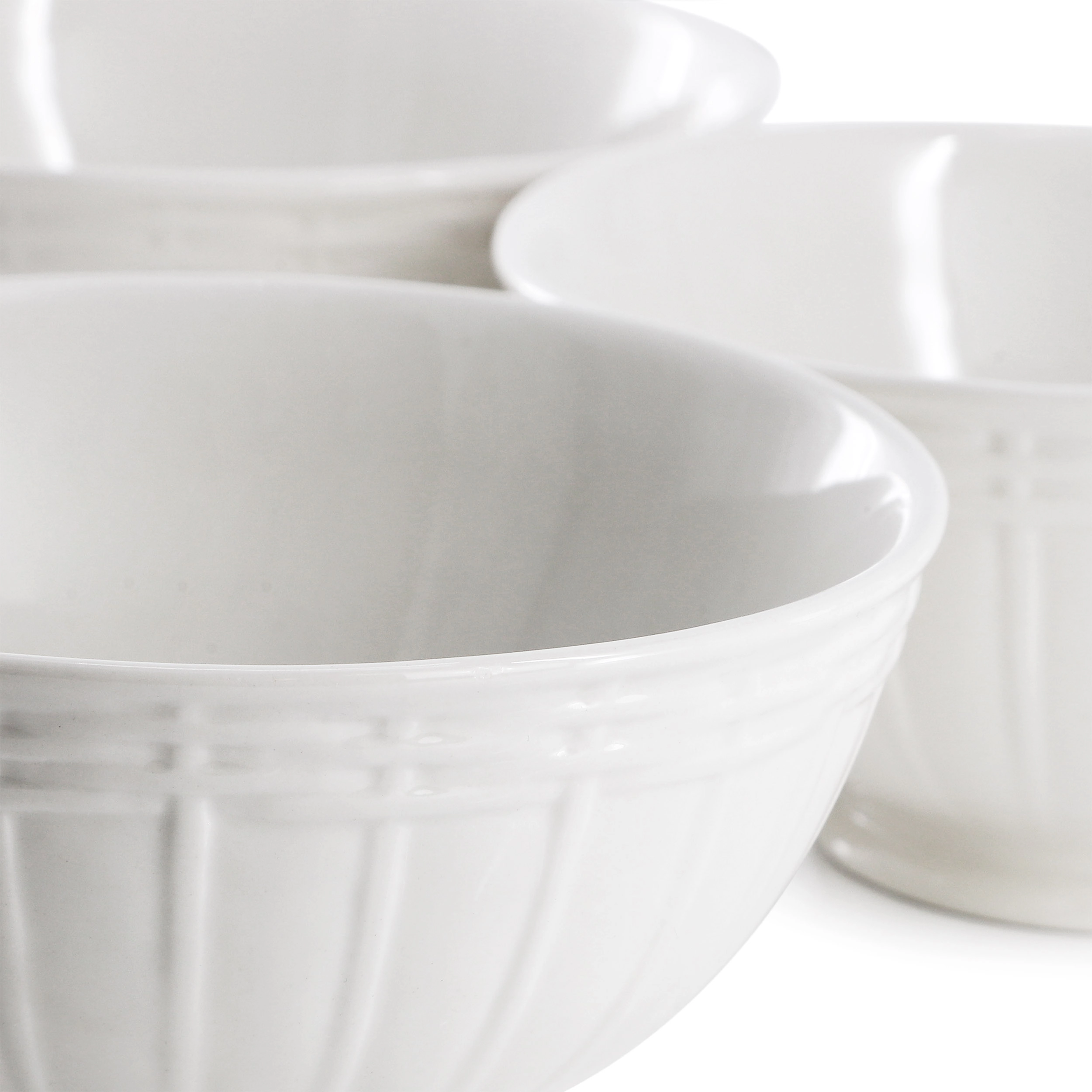Martha Stewart Basketweave Scallop 4 Piece 6 Inch Cereal Bowl Set in White