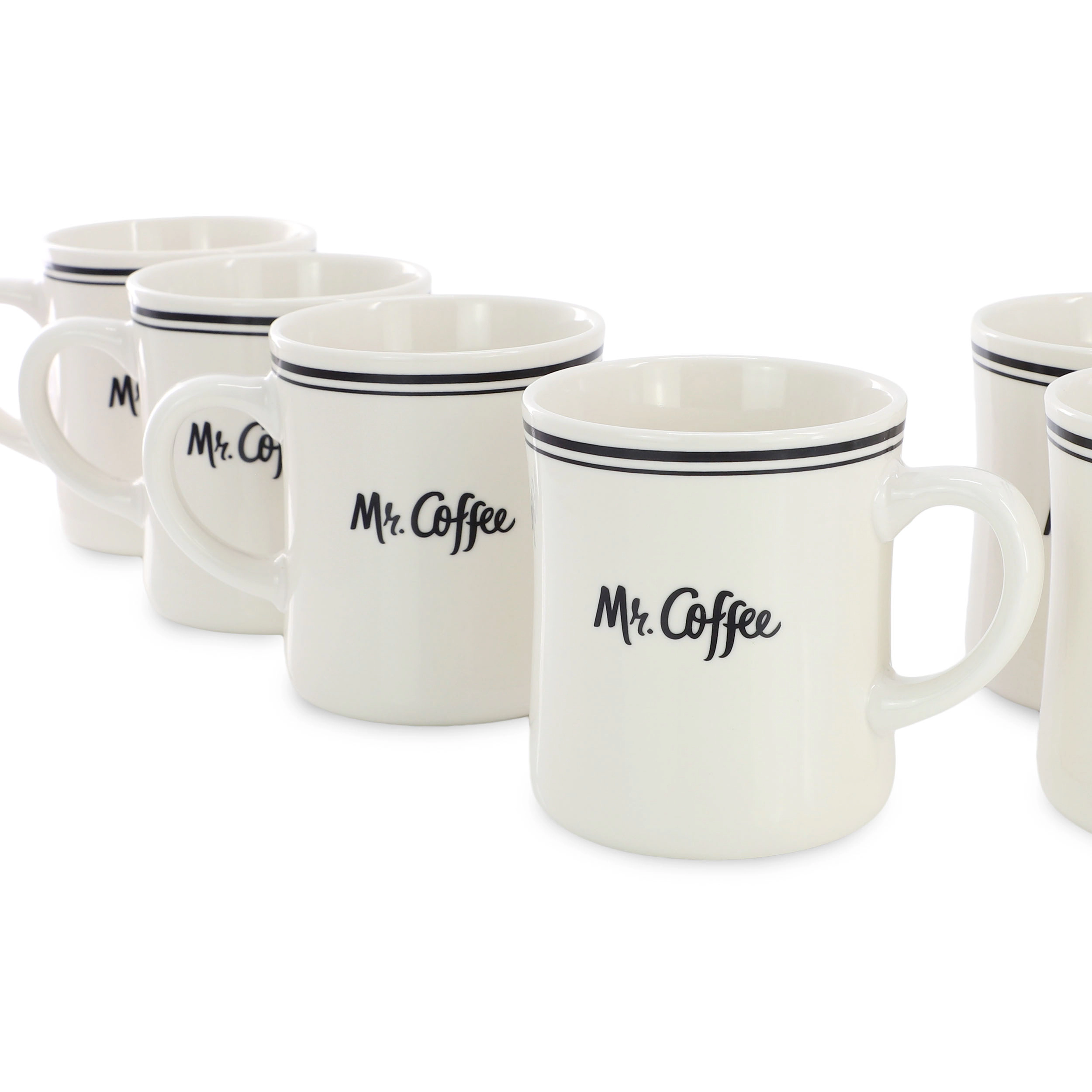 Mr. Coffee Mr. Downtown Diner 8-Piece 15 Ounce White Mug Set