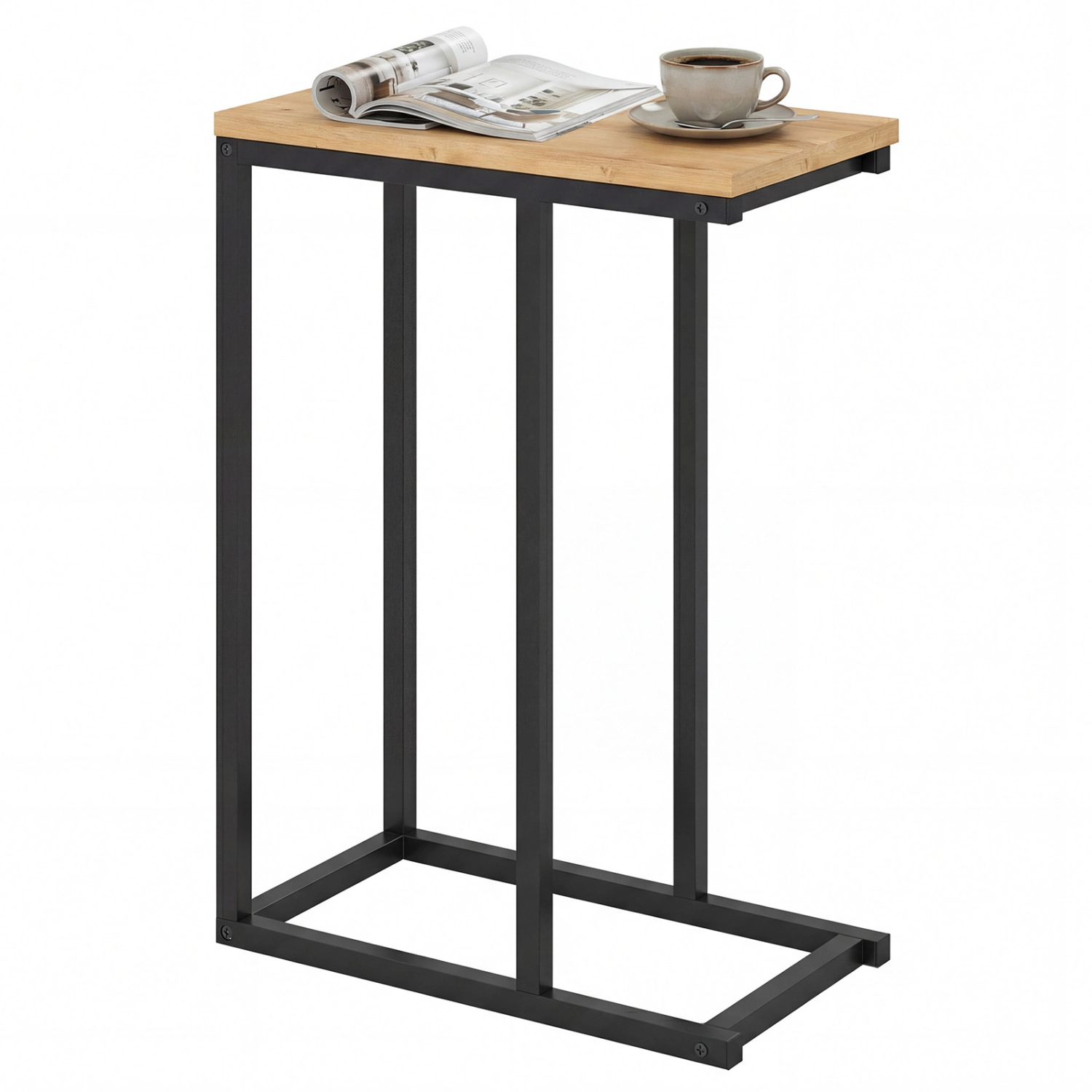 LJG C-Shaped End Table Small Side with Sturdy Metal Frame