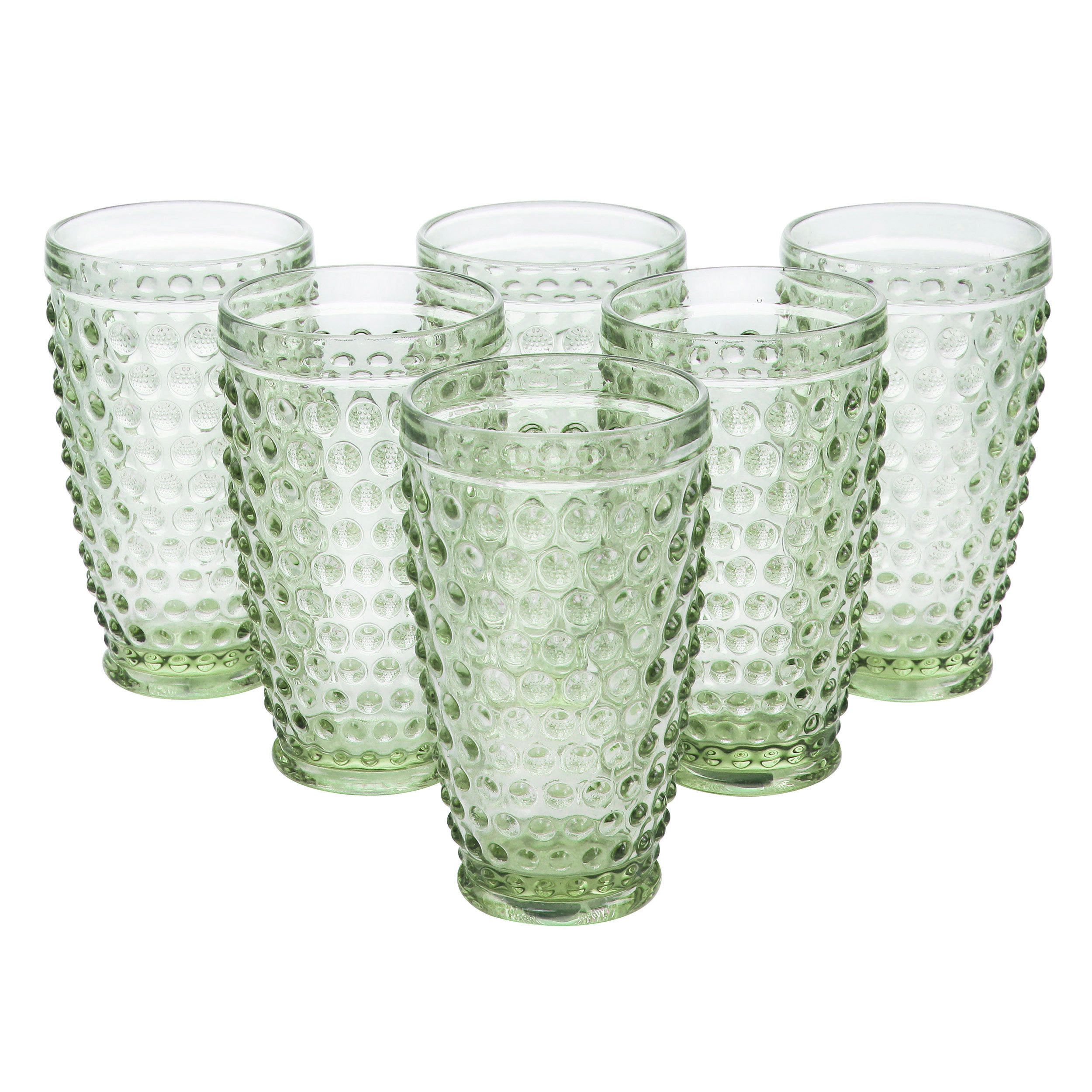 Martha Stewart 6 Piece Hobnail Handmade Glass Tumbler Set