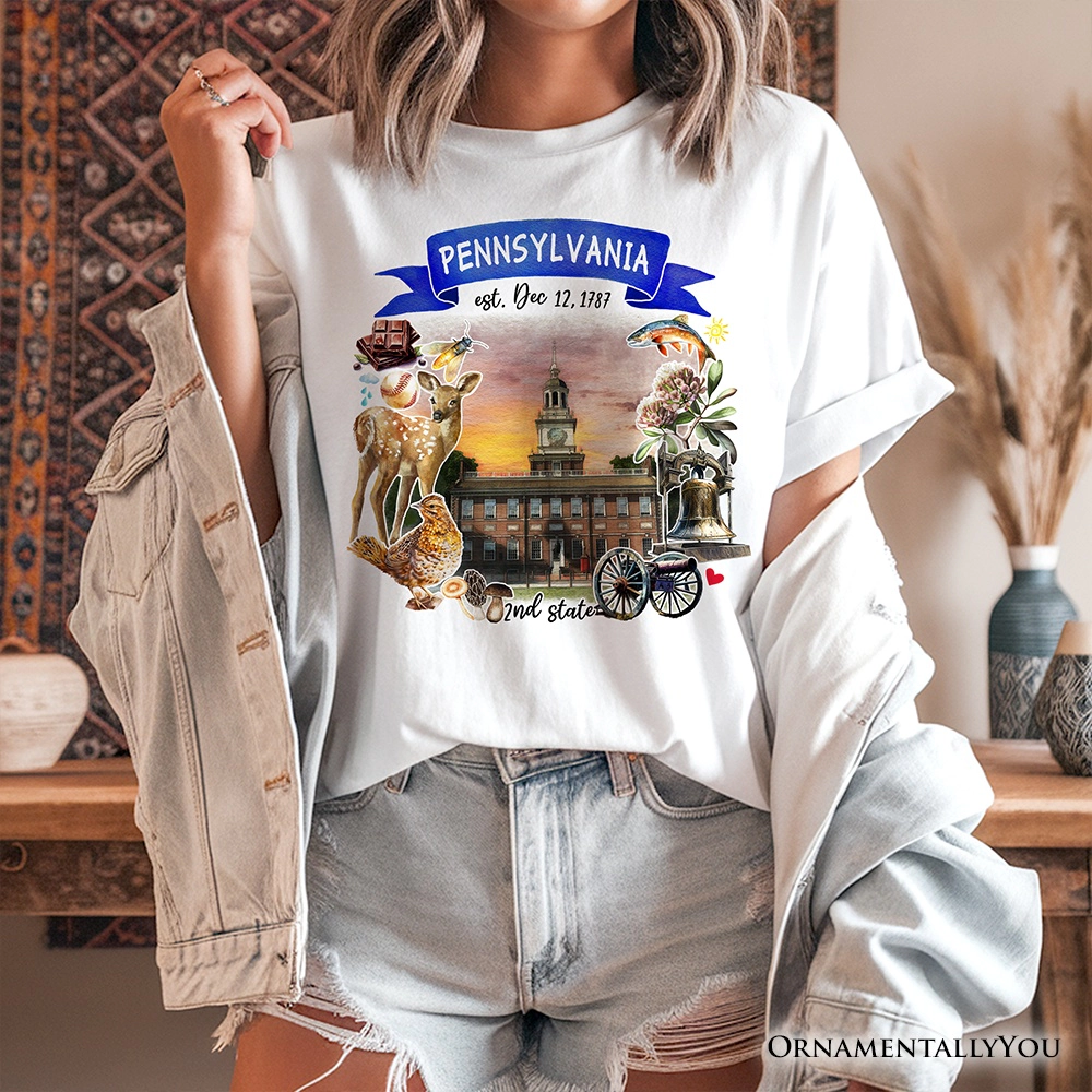 OrnamentallyYou Unisex Artistic Pennsylvania State Themes And Landmarks T-Shirt