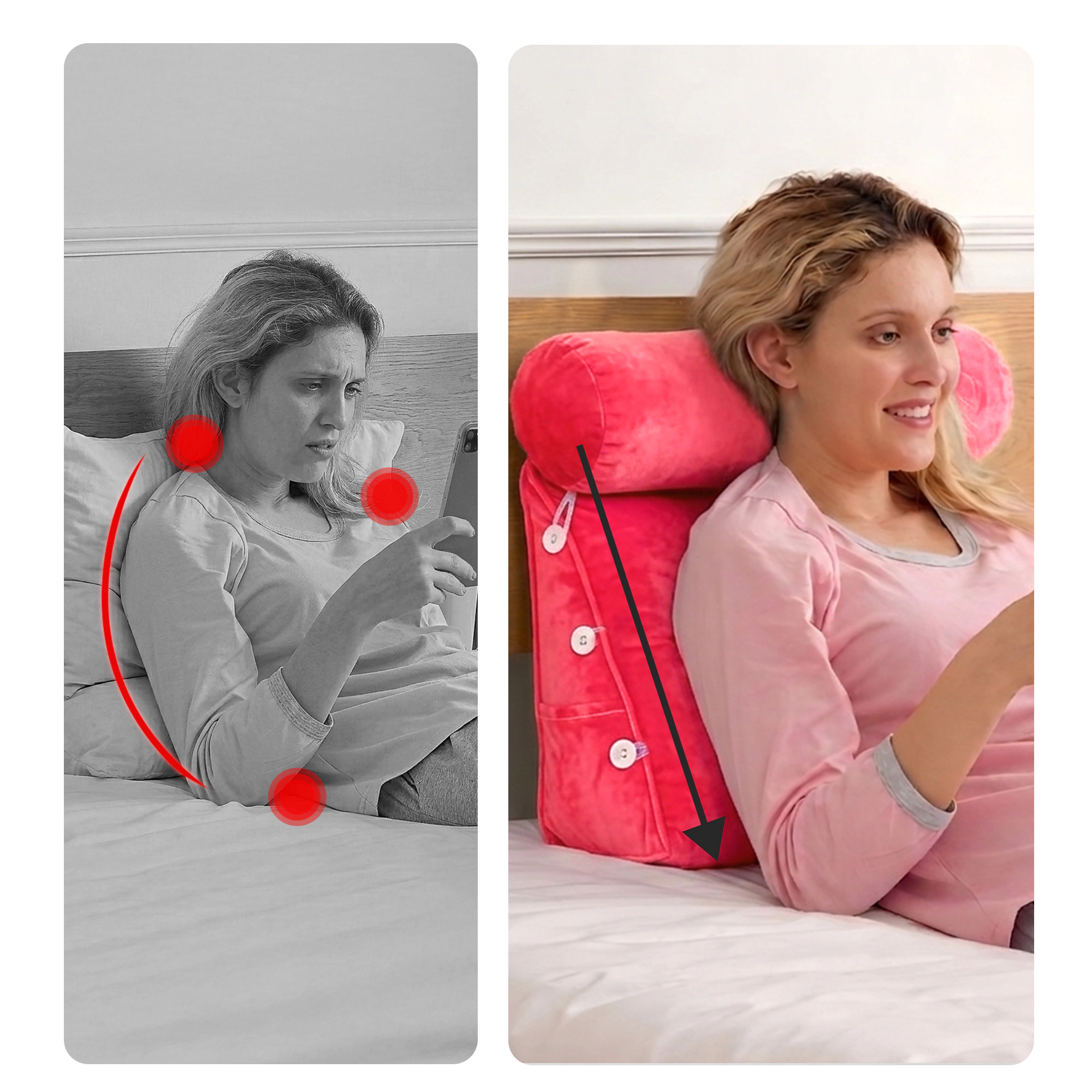 Cheer Collection Adjustable Wedge Reading Pillow with Detachable Bolster and Backrest Support