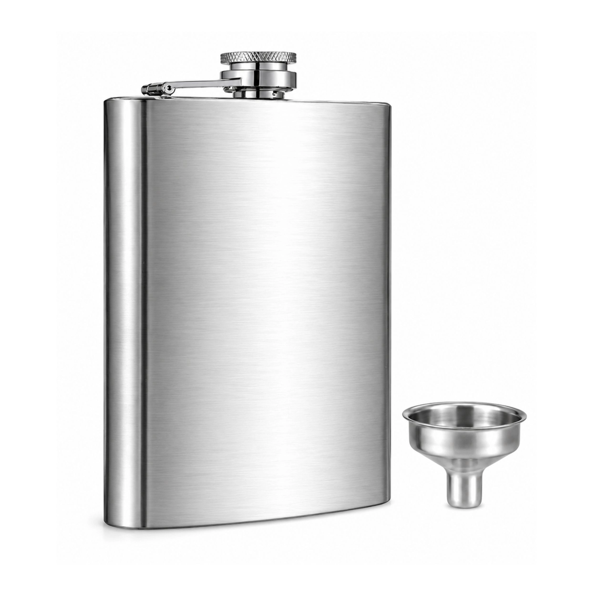 Home Collection Stainless Steel Hip Flask with Screw Cap and Funnel