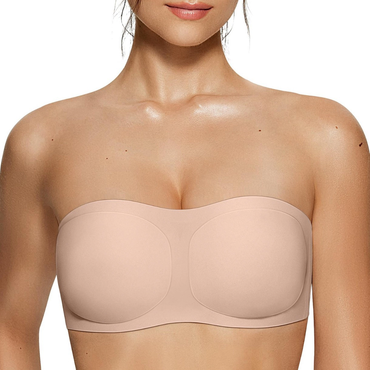 Wardrobe Whimsy Womens Strapless Jelly Bras Push Up Padded Bandeau Wireless Half Bra