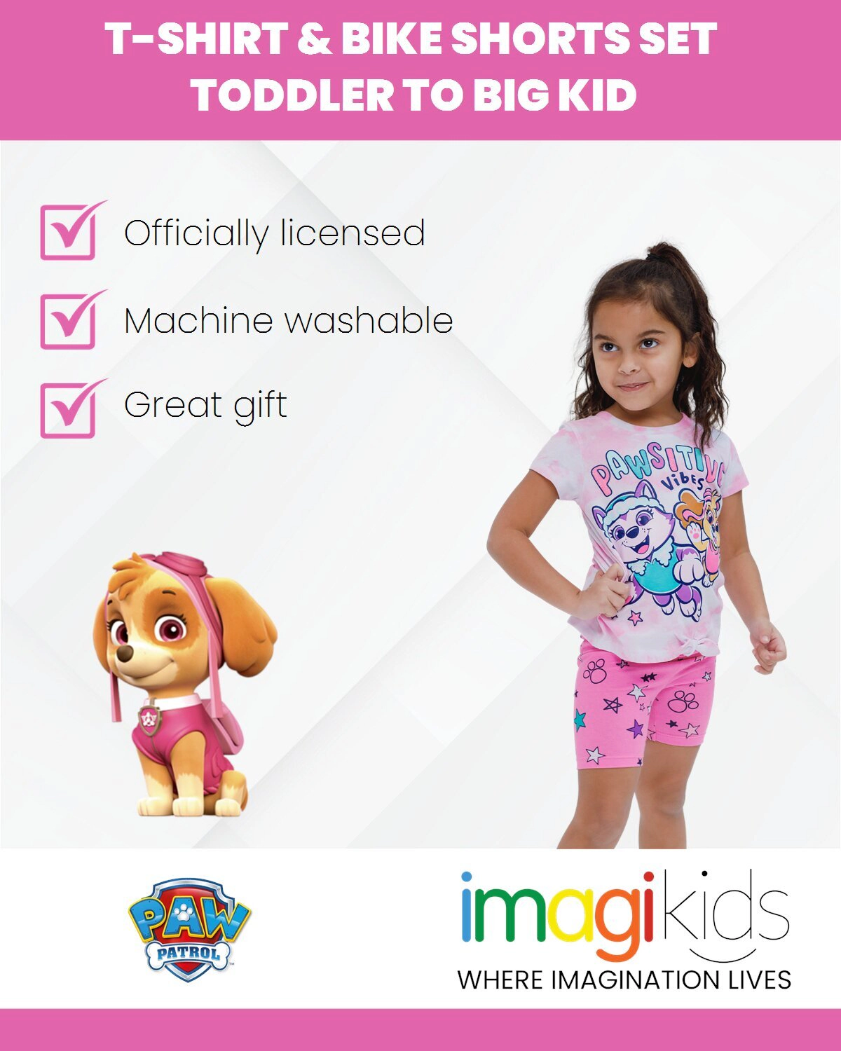 Paw Patrol Girls' 2-Piece T-Shirt and Bike Shorts Set