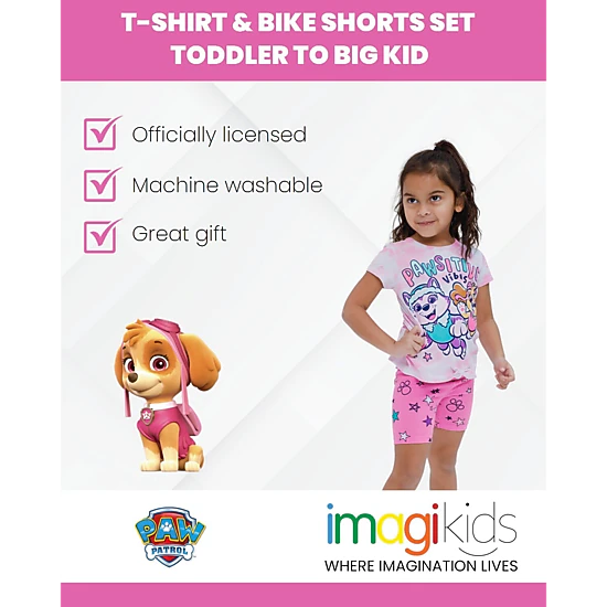 Paw Patrol Girls' 2-Piece T-Shirt and Bike Shorts Set