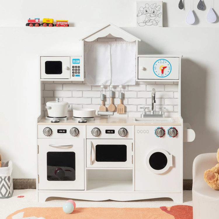 Hivvago Wooden Kids Kitchen with Washing Machine