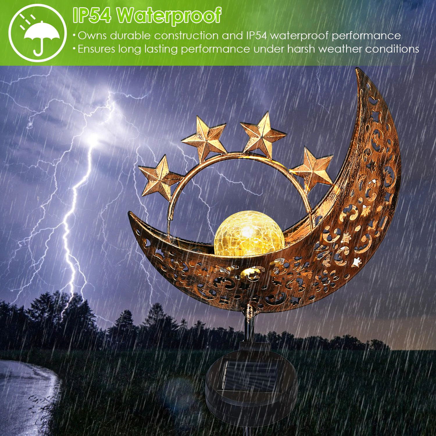 GBruno Solar Moon Star Garden Stake Light 2-Pack