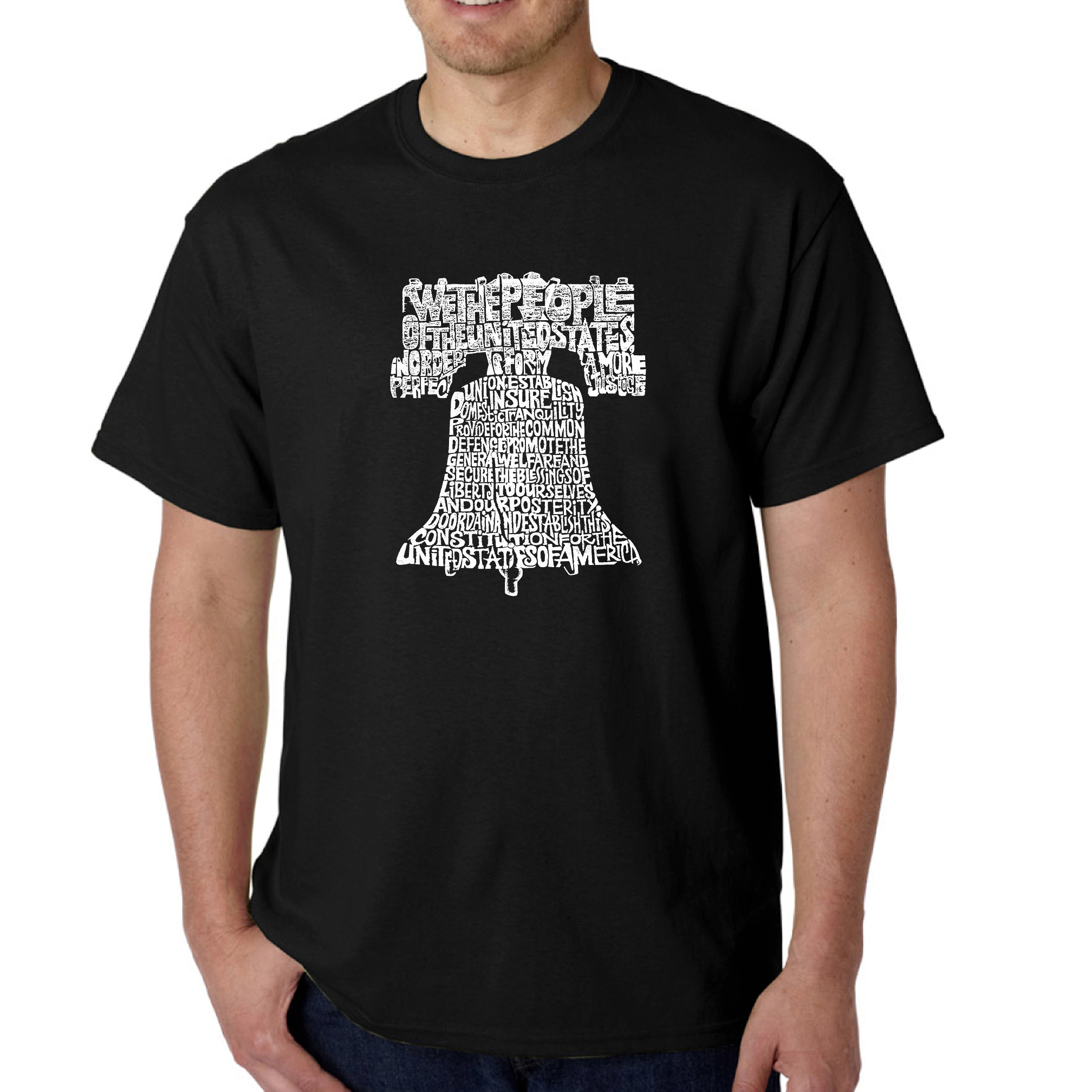 LA Pop Art Men's Liberty Bell Word T-Shirt