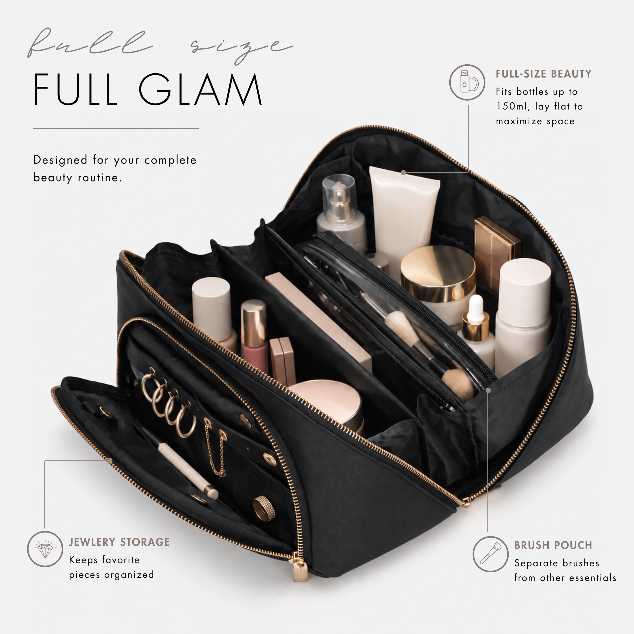 Hynes Eagle Women's Luxe Makeup Bag & Vanity Case