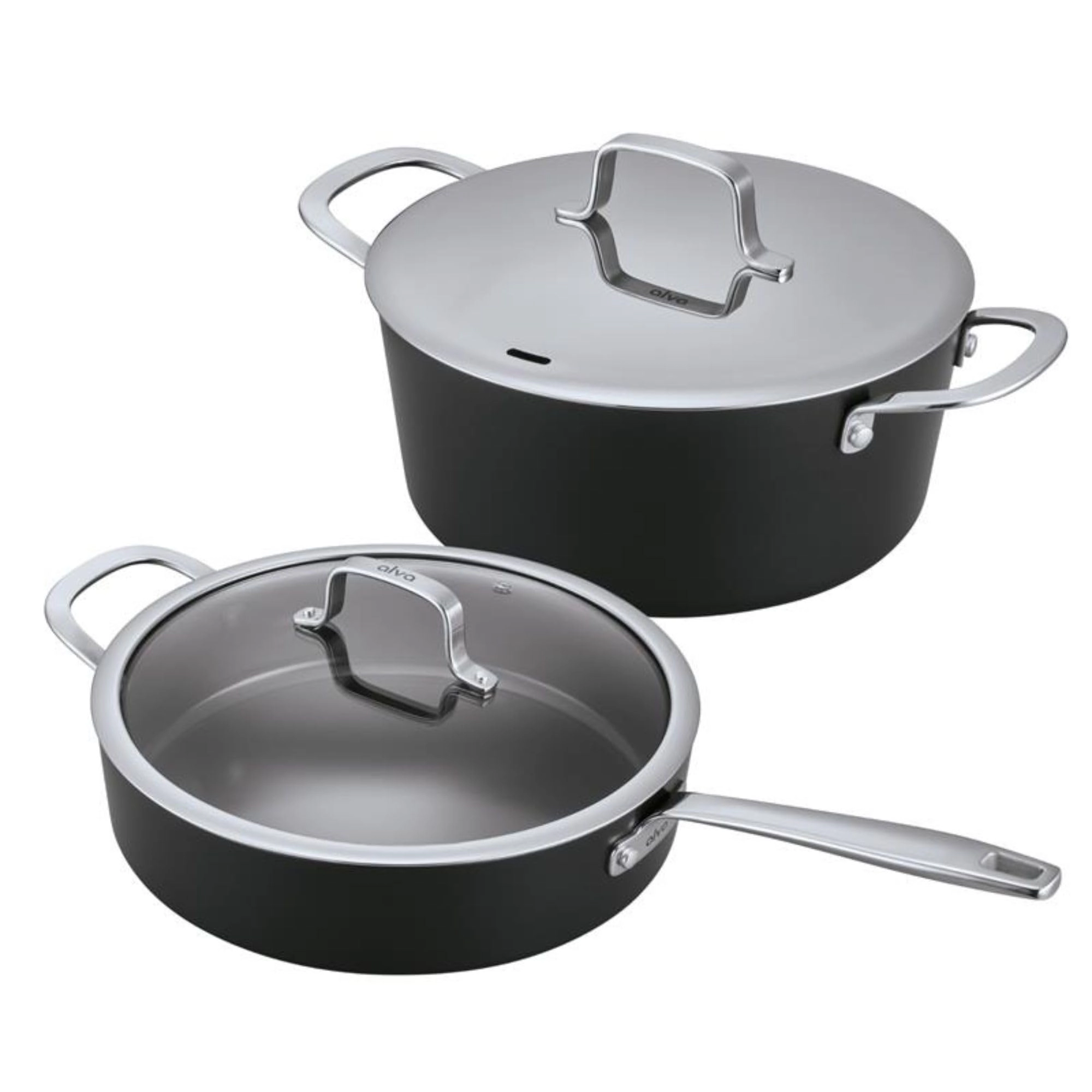 Alva Maestro 4-Piece Ceramic Nonstick Cookware Set - 4 QT Sauté Pan & 4.5 QT Stockpot with Lids