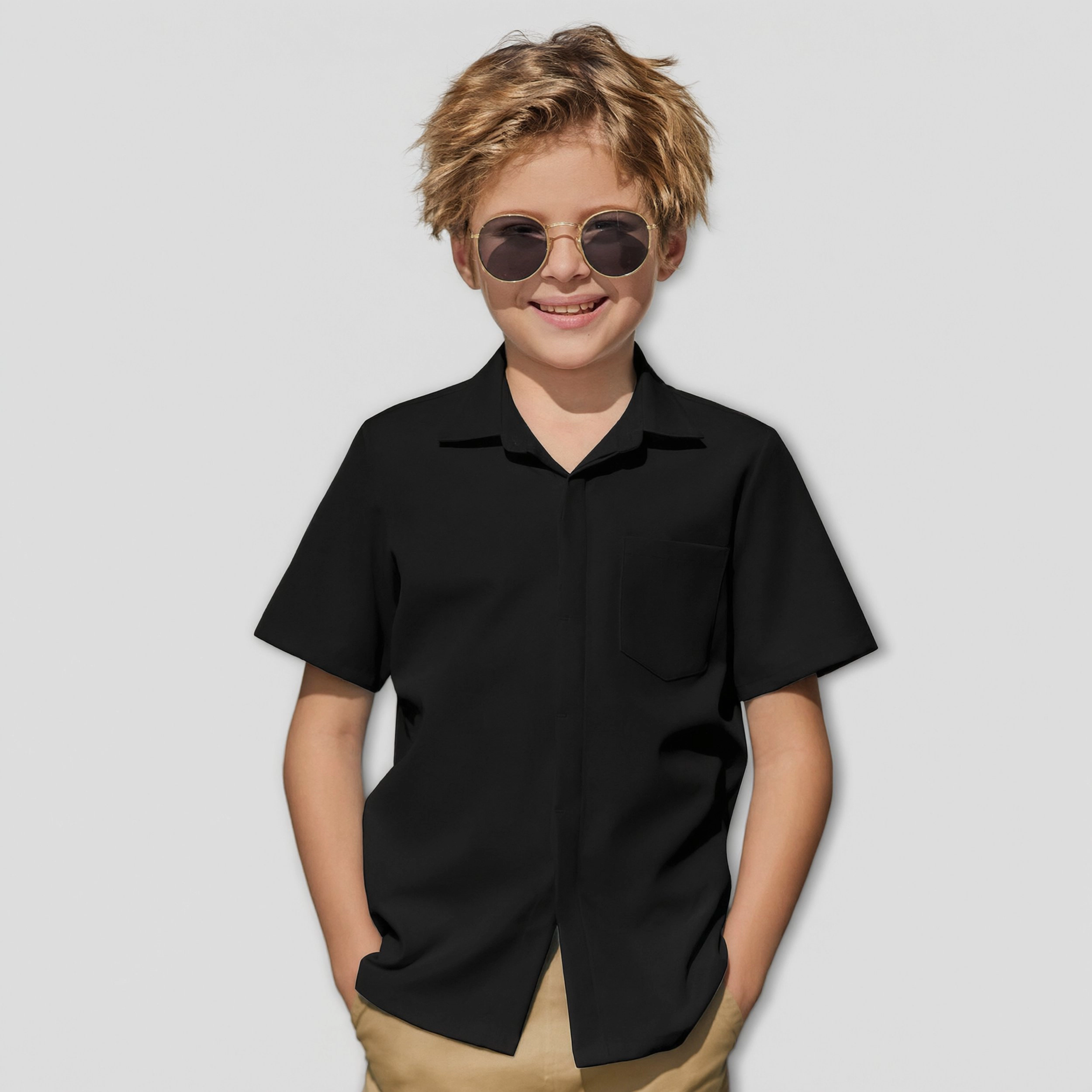 Arshiner Boys Short Sleeve Dress Shirts Button Down Summer Formal Uniform Shirt