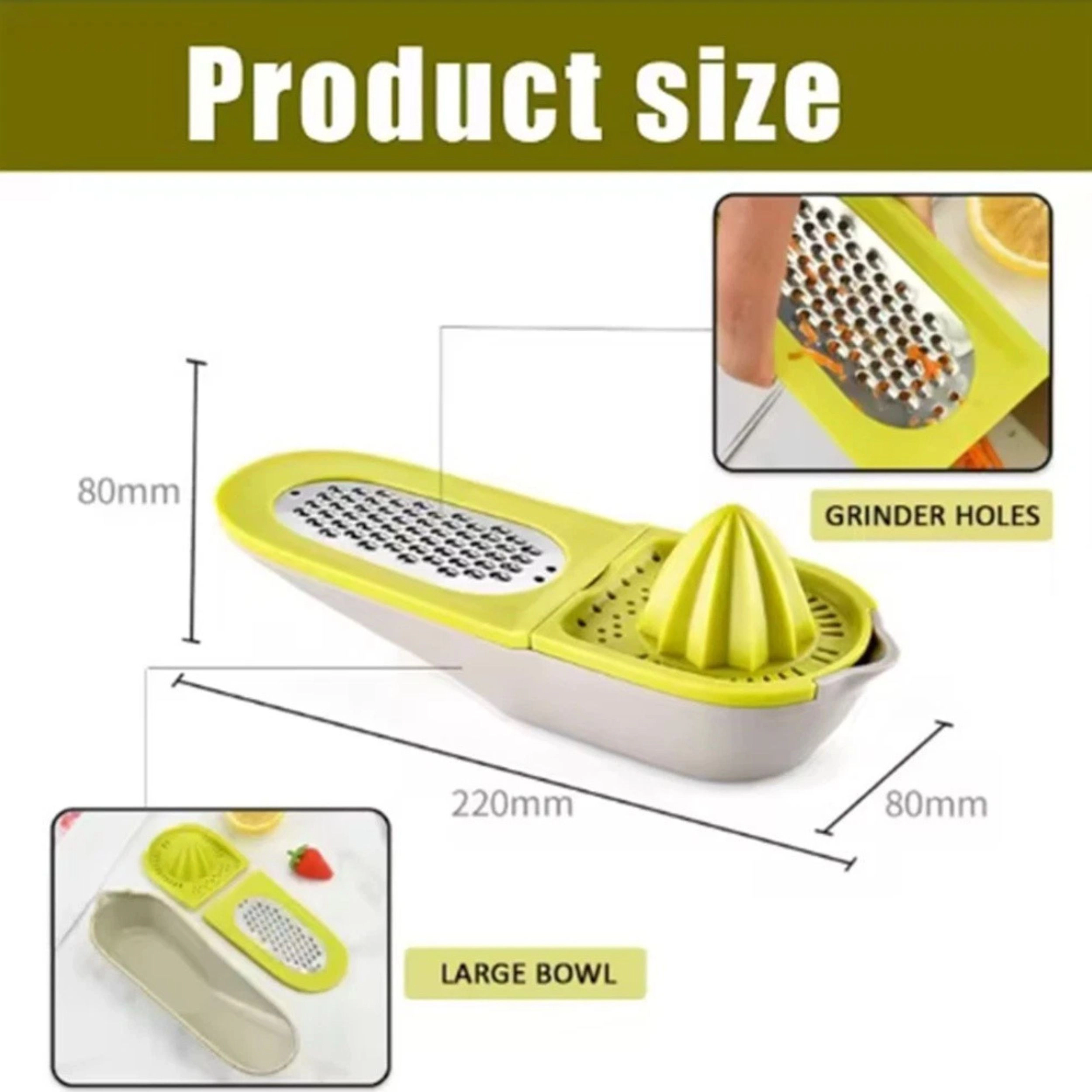 Home Collection 3-in-1 Manual Citrus Juicer Zester Lemon Orange Squeezer Dishwasher Safe