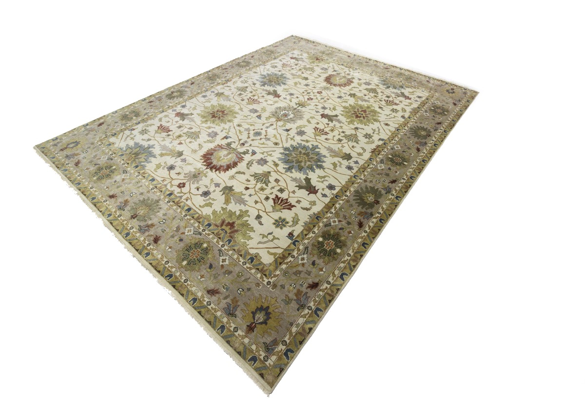 Magic Rugs 12'0 X 15'1 Cream Osh Chobi Floral Hand Knotted Wool Rug
