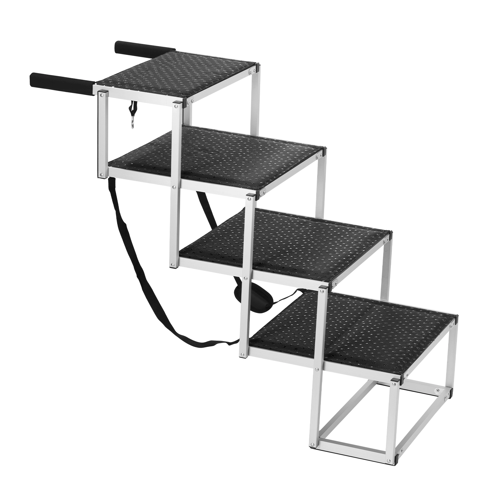 HONGGE 4-Step Wide Aluminum Dog Car Stairs, Adjustable 26.8-34.8 in Height, Folds Compact, Supports up to 250 lbs