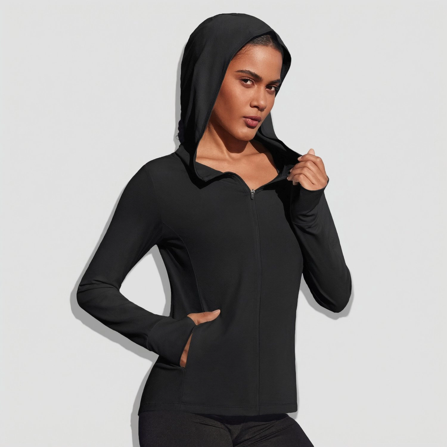 Pinspark Women's Full Zip Hooded Long Sleeve Athletic Jacket