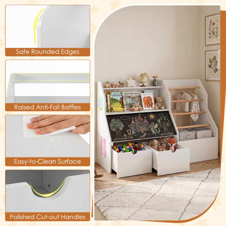 Hivvago Kids Toy Storage Organizer with Flip-up Blackboard
