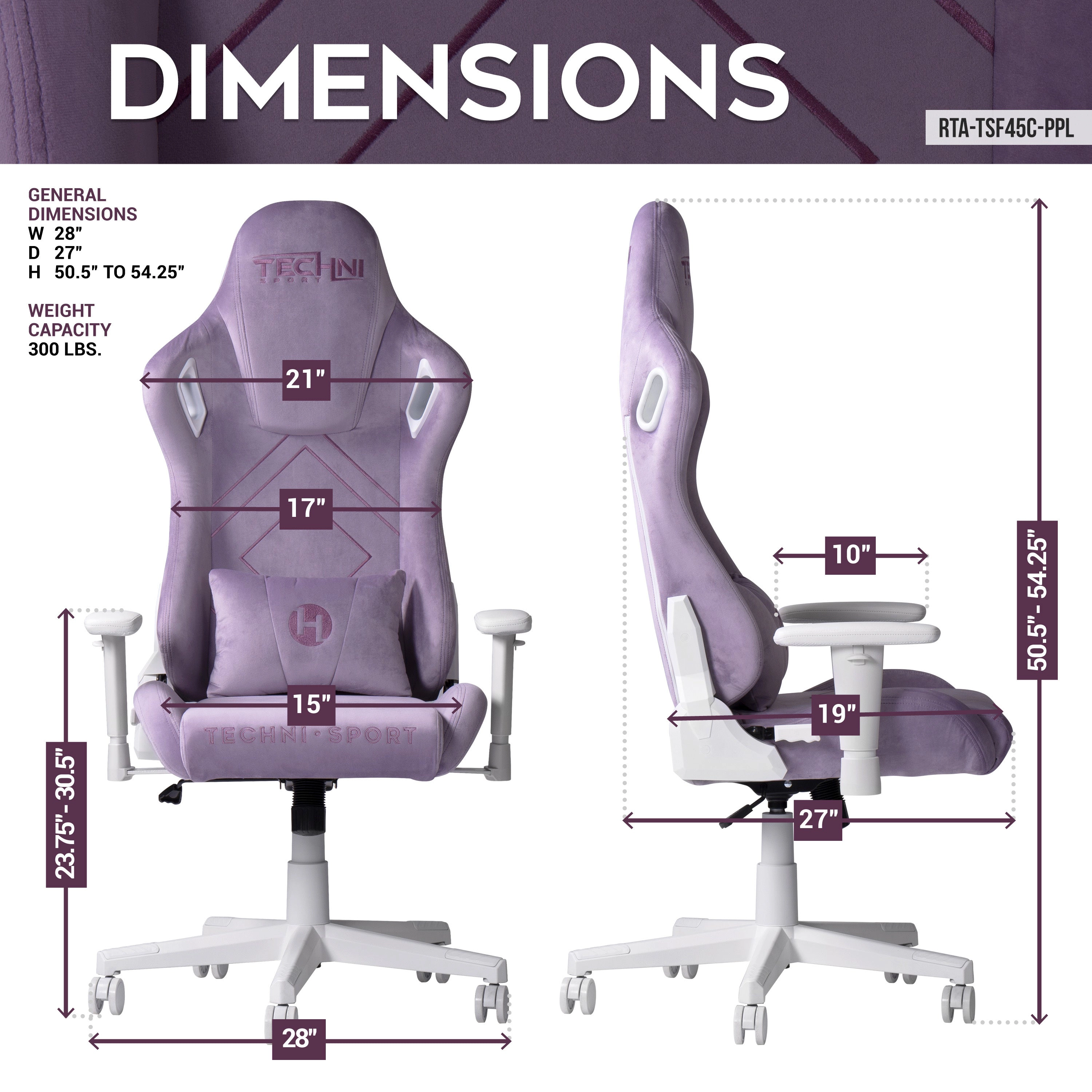 Platinum-Level Gaming Chairs Techni Sport TSF45C Velvet Memory Foam Gaming Chair Purple