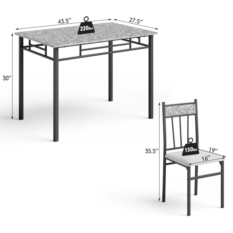 Hivvago 5 Pieces Faux Marble Dining Set Table With Solid Steel Frame