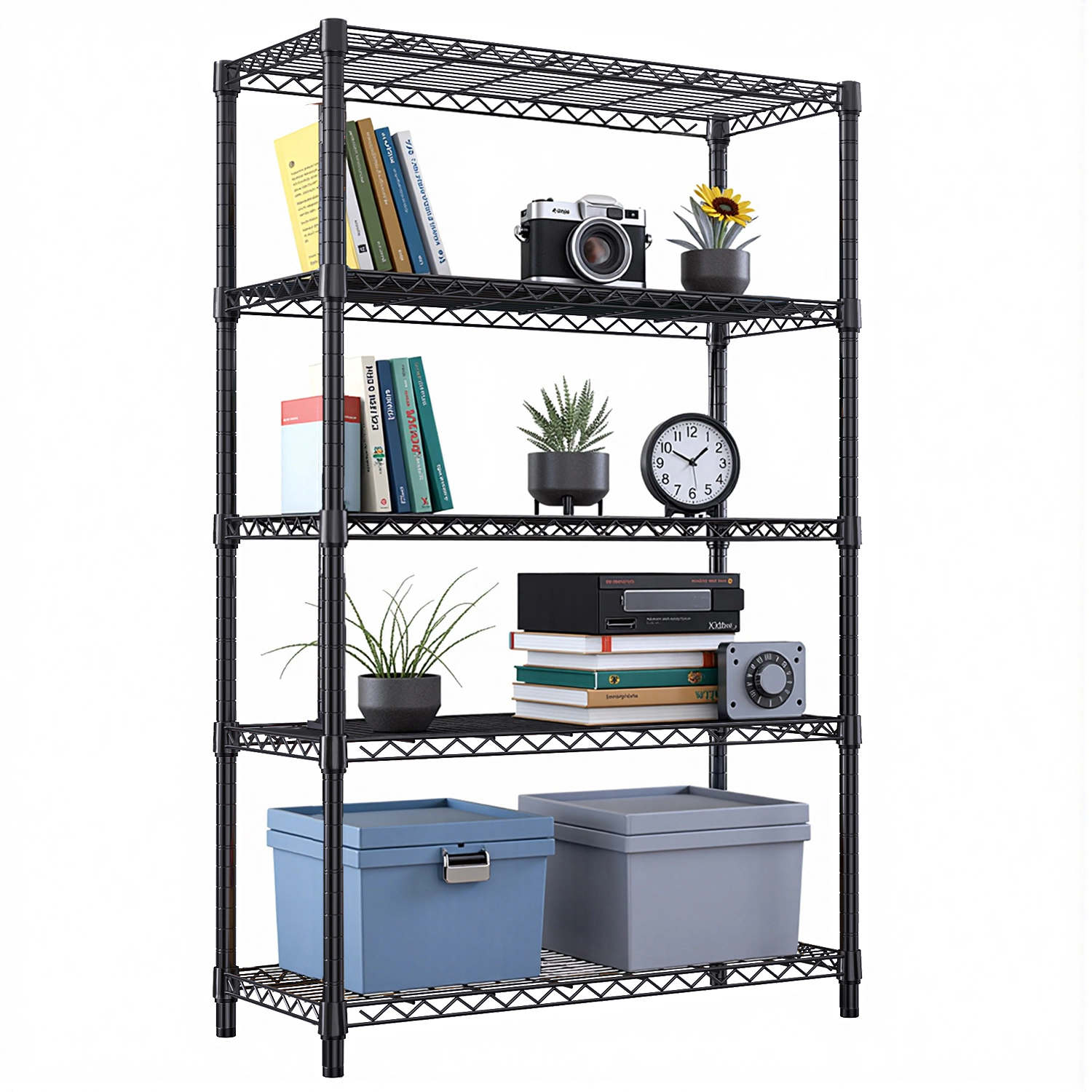 Flynama 5 Tier 72 in H Heavy Duty Steel Storage Rack 1750 LBS Capacity Adjustable Shelving Unit for Home Kitchen Garage